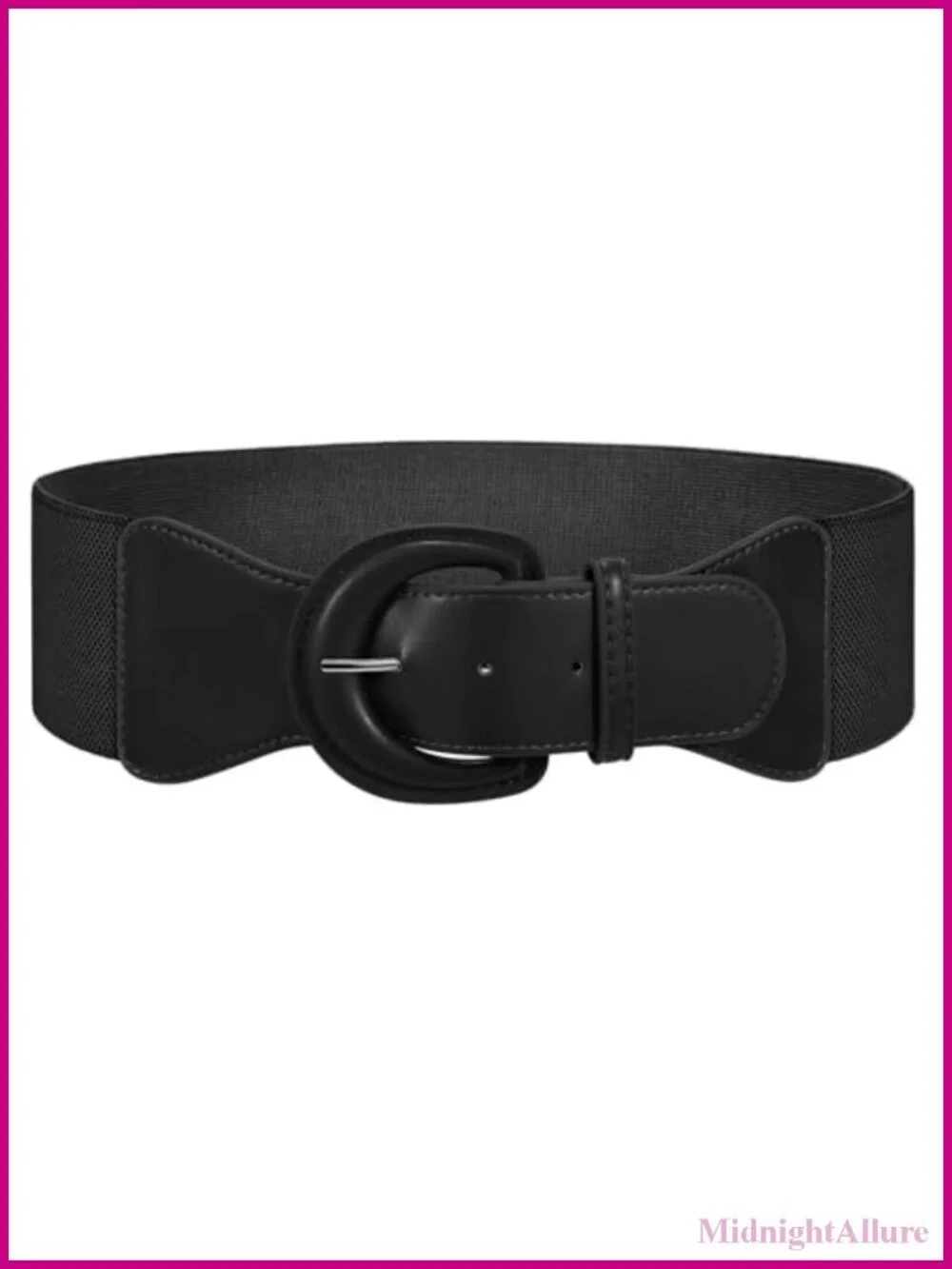 Women's Retro Wide Elastic Waist Belt PU Leather Stretchy Chunky Buckle Dress